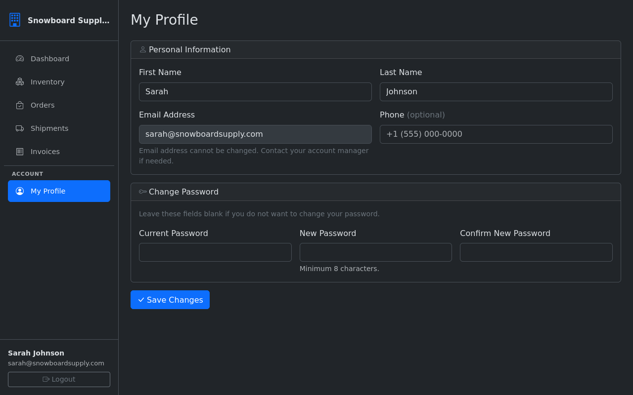 Client portal user profile