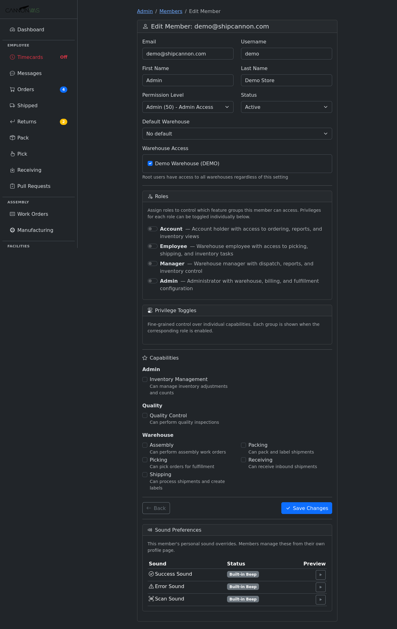 Assign capabilities to team members